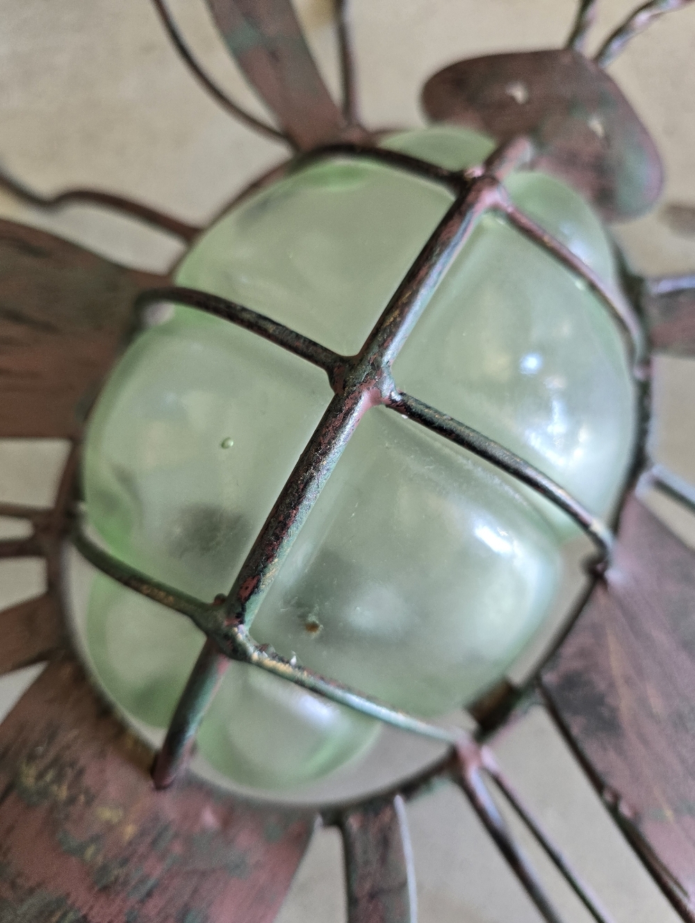 Butterfly Metal Wall Decor w/ Tealight Holder Purple Green 23” x 20” - Picture 9 of 10